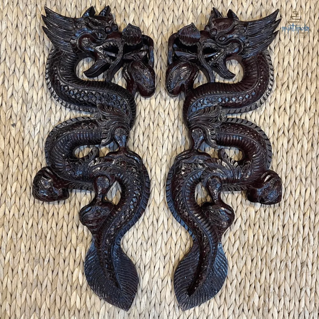 Hand painted carved dragon wall hanging