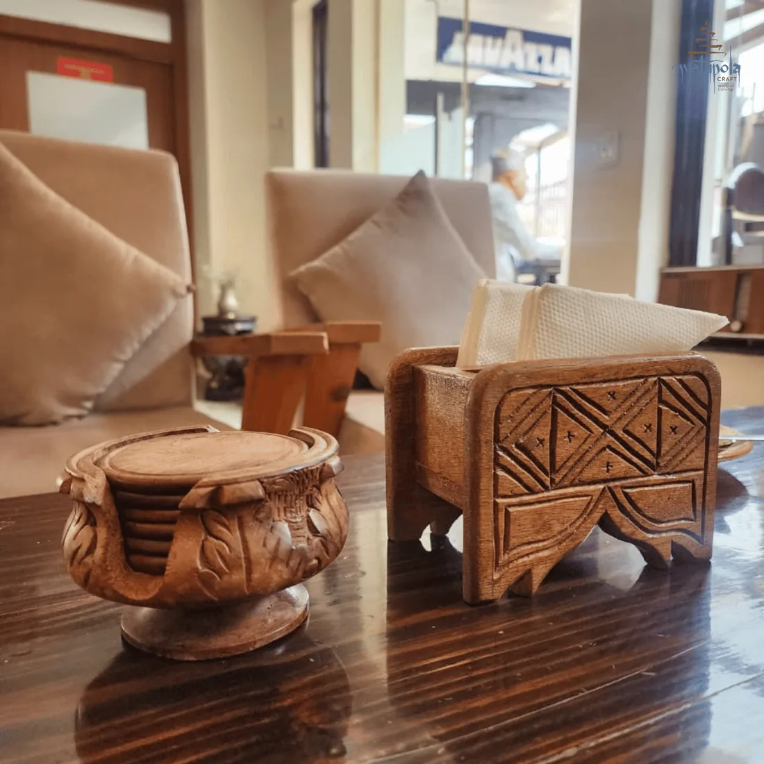 A carved piece in a customer’s space
